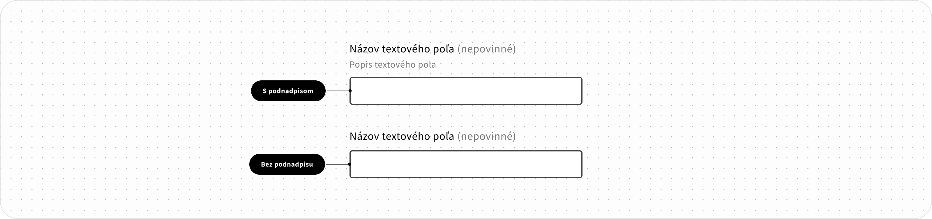 variant dátového poľa s podnadpisom/bez podnadpisu