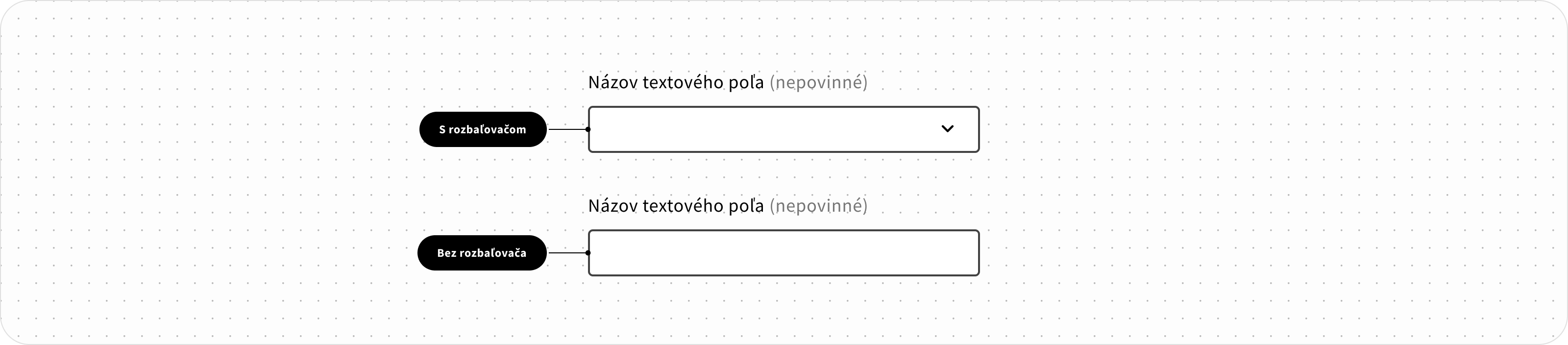 variant dátového poľa s rozbaľovačom/bez rozbaľovača